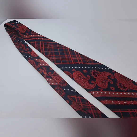 Yves Saint Laurent Vintage Neck Tie Tartain Plaid Paisley Striped 70s 80s 55" - Picture 9 of 15